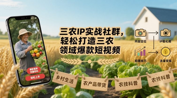 三农IP实战社群，轻松打造三农领域爆款短视频-禾谷轻创网