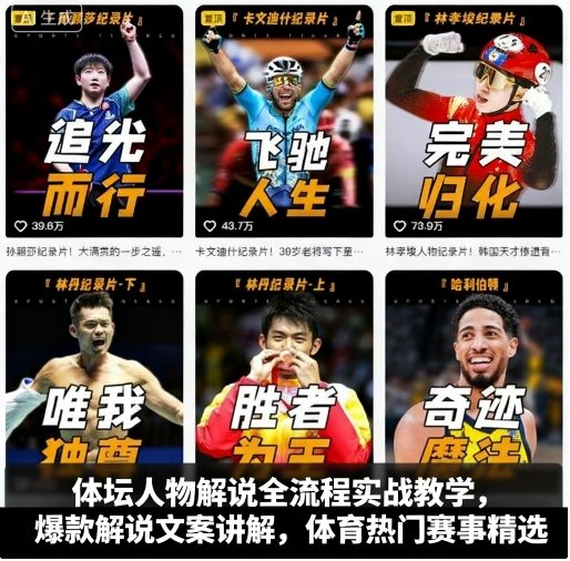 体坛人物解说全流程实战教学，爆款解说文案讲解，体育热门赛事精选-禾谷轻创网