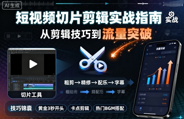 短视频切片剪辑实战指南，从剪辑技巧到流量突破-禾谷轻创网