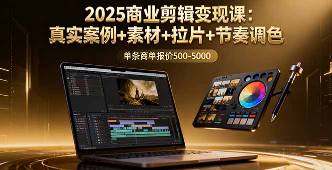2025商业剪辑变现课：真实案例+素材+拉片+节奏调色，单条商单报价500-5000-禾谷轻创网