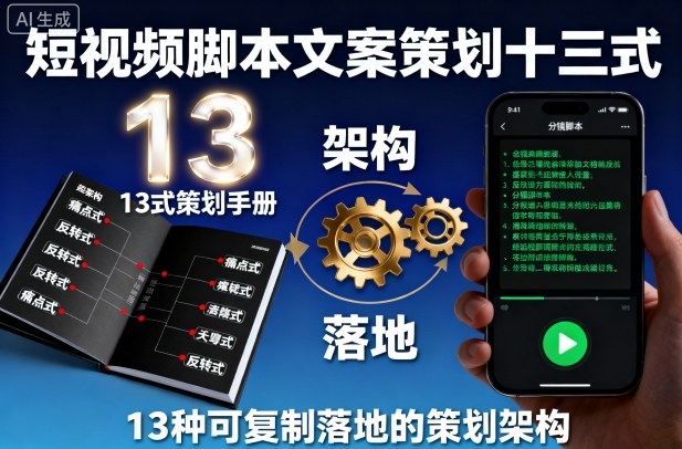 短视频脚本文案策划十三式，13种可复制落地的策划架构-禾谷轻创网