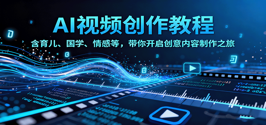 AI视频创富课，含育儿、国学、情感等，带你开启创意内容制作之旅-禾谷轻创网