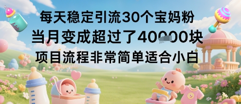每天稳定引流30个宝妈粉当月变成超过了1W+项目流程非常简单适合小白-禾谷轻创网