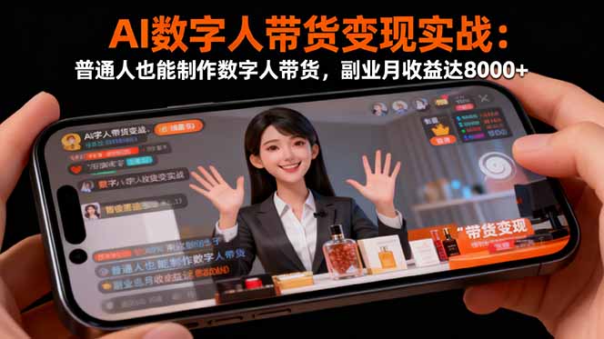 AI数字人带货变现实战：普通人也能制作数字人带货，副业月收益达8000+-禾谷轻创网