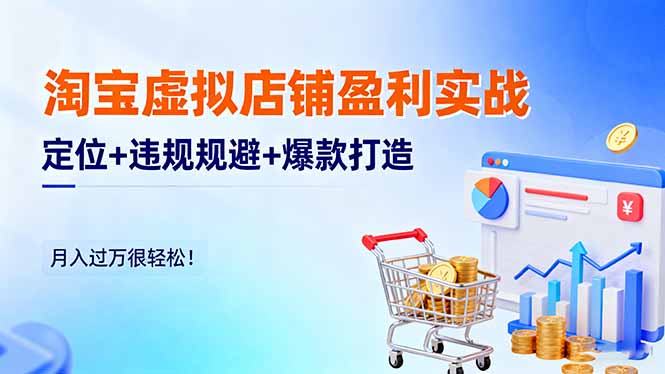 淘宝虚拟店铺盈利实战：定位+违规规避+爆款打造，月入过万很轻松！-禾谷轻创网