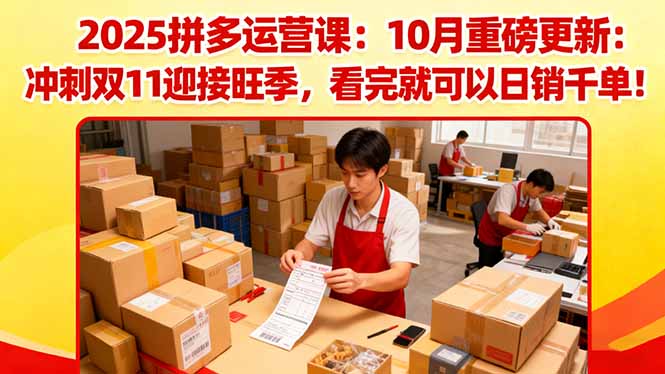 2025拼多多运营课：10月重磅更新：冲刺双11迎接旺季，看完就可以日销千单-禾谷轻创网