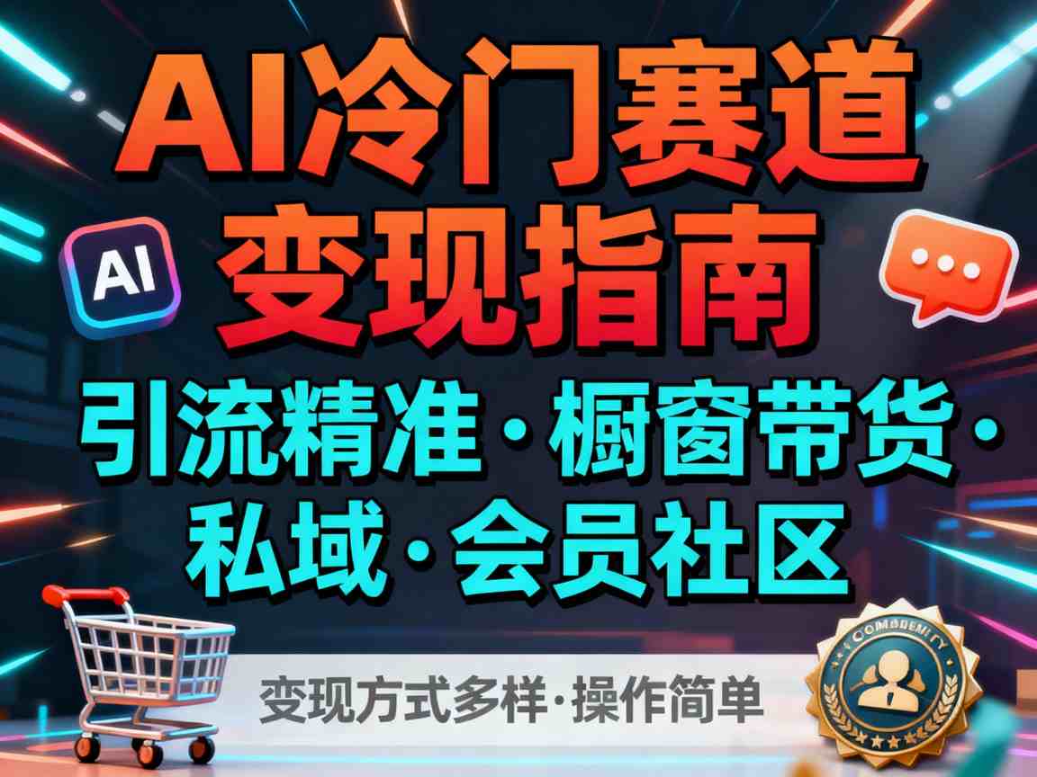 AI冷门赛道，引流精准，橱窗带货+私域+会员社区，变现方式多样，操作简单-禾谷轻创网