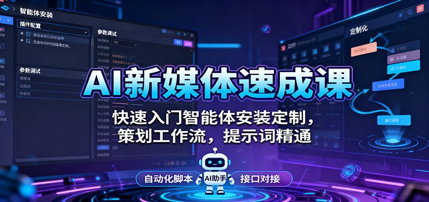 AI新媒体速成课：快速入门智能体安装定制，策划工作流，提示词精通-禾谷轻创网
