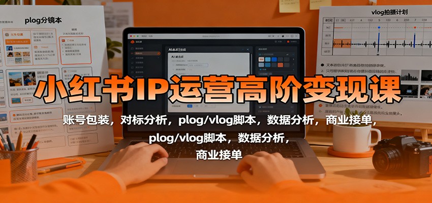 小红书IP运营高阶变现课：账号包装，对标分析，plog/vlog脚本，数据分析，商业接单-禾谷轻创网