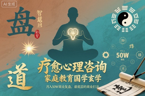 疗愈心理咨询，家庭教育国学玄学，月入50个商业复盘，最底层的商业打法-禾谷轻创网