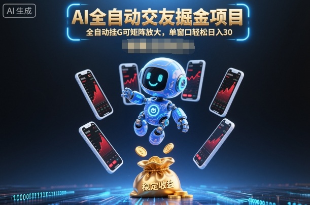 AI全自动交友掘金项目，全自动挂G可矩阵放大，单窗口轻松日入30+【揭秘】-禾谷轻创网