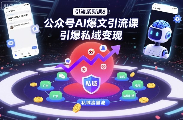 引流系列课8：公众号AI爆文引流课，引爆私域变现-禾谷轻创网