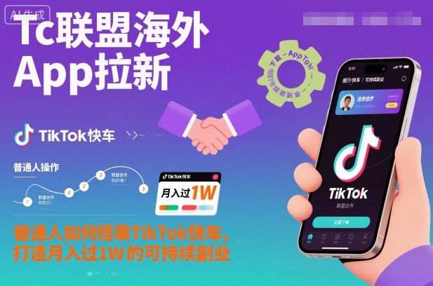 Tc联盟海外App拉新：普通人如何搭乘TikTok快车，打造月入过1W的可持续副业-禾谷轻创网