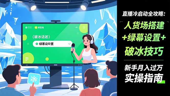 直播冷启动全攻略:人货场搭建+绿幕设置+破冰技巧，新手月入过万实操指南-禾谷轻创网