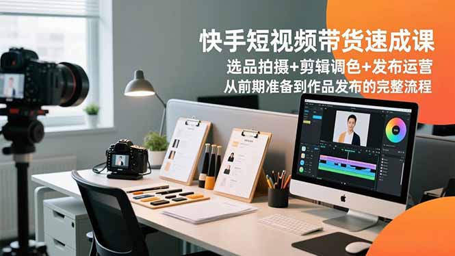 快手短视频带货速成课，选品拍摄+剪辑调色+发布运营，从前期准备到作品发布的完整流程-禾谷轻创网