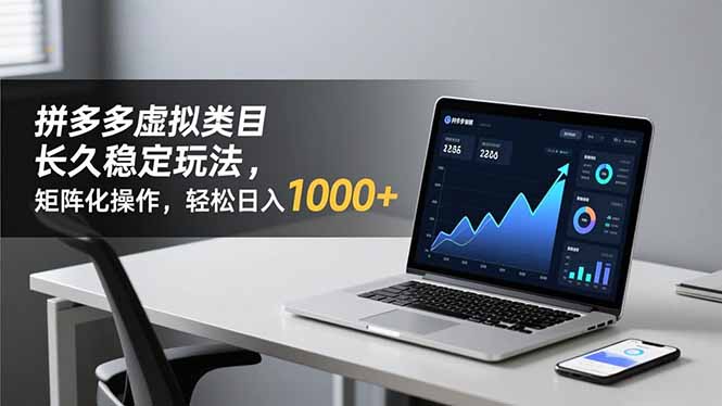 拼多多虚拟类目长久稳定玩法 矩阵化操作，轻松日入 1000+-禾谷轻创网