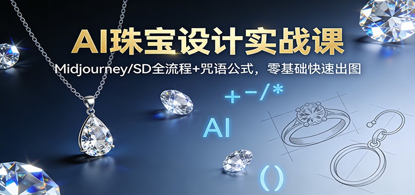 AI珠宝设计实战课：Midjourney/SD全流程+咒语公式，零基础快速出图-禾谷轻创网