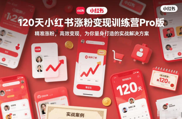 120天小红书涨粉变现训练营Pro版，​精准涨粉，高效变现​，为你量身打造的实战解决方案-禾谷轻创网