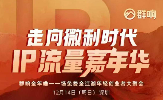 2025ip嘉年华万人12月14深圳线下课，走向微利时代，IP流量嘉年华，实操性极强的商业干货课-禾谷轻创网