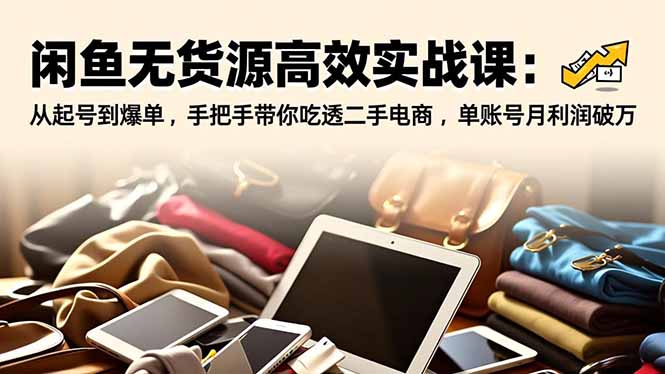 闲鱼无货源高效实战课：从起号到爆单，手把手带你吃透二手电商，单账号月利润破万-禾谷轻创网