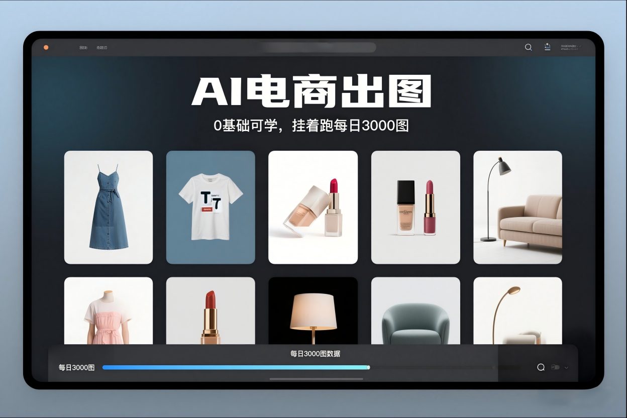 AI电商出图，0基础可学，挂着跑每日3000图-禾谷轻创网