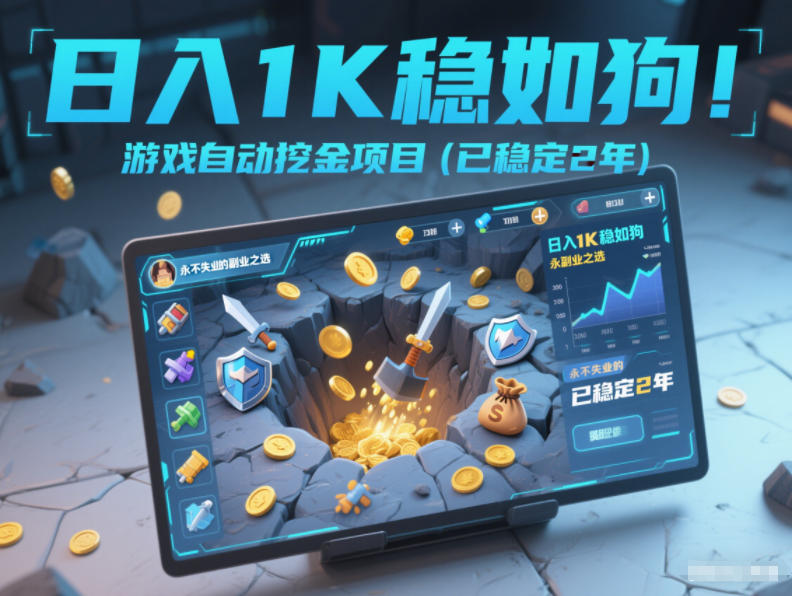 日入1K稳如狗！游戏自动挖金项目(已稳定2年)，永不失业的副业之选【揭秘】-禾谷轻创网