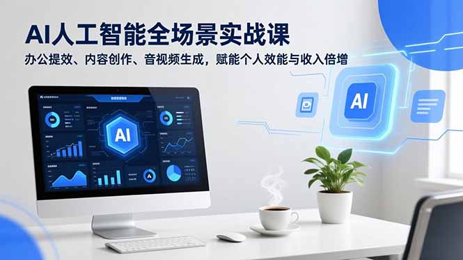 AI人工智能全场景实战课，办公提效、内容创作、音视频生成，赋能个人效能与收入倍增-禾谷轻创网