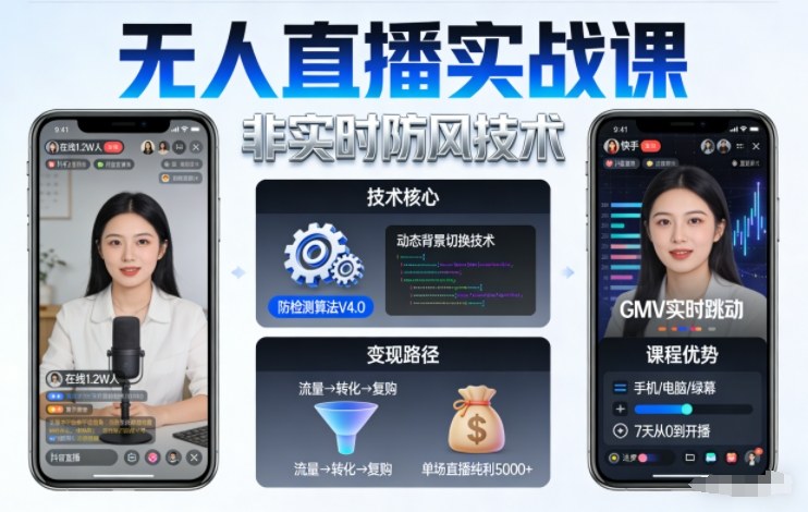 宝子哥无人直播实战课，非实时防风技术，聚焦抖音快手等平台直播带货，轻松开启直播变现之路(更新2026)-禾谷轻创网