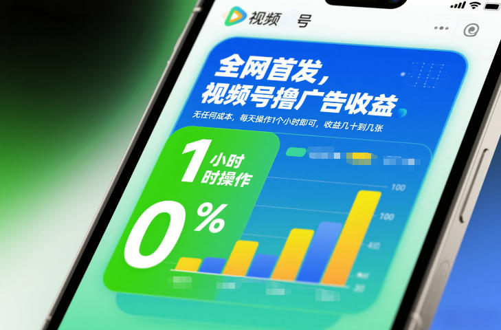 全网首发，视频号撸广告收益，无任何成本，每天操作1个小时即可，收益几十到几张-禾谷轻创网