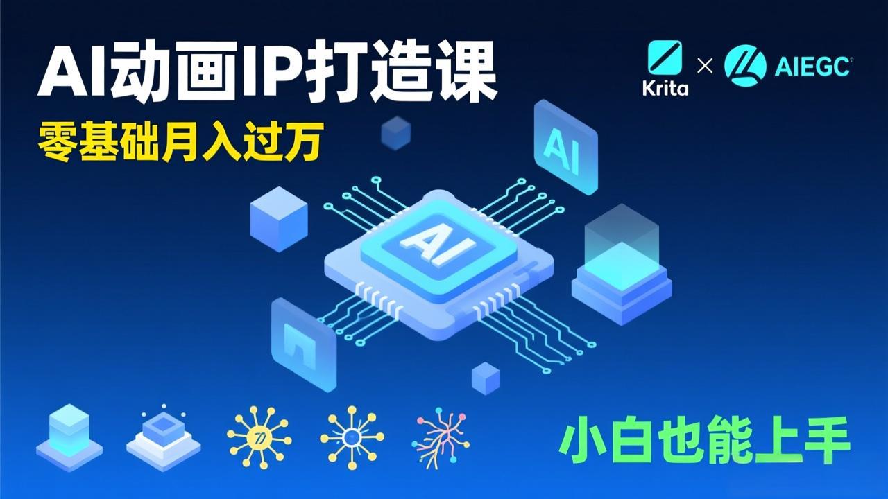 AI动画新手变现课，Krita+AIGC、模型训练、商单资源，零基础月入过万，小白也能上手-禾谷轻创网