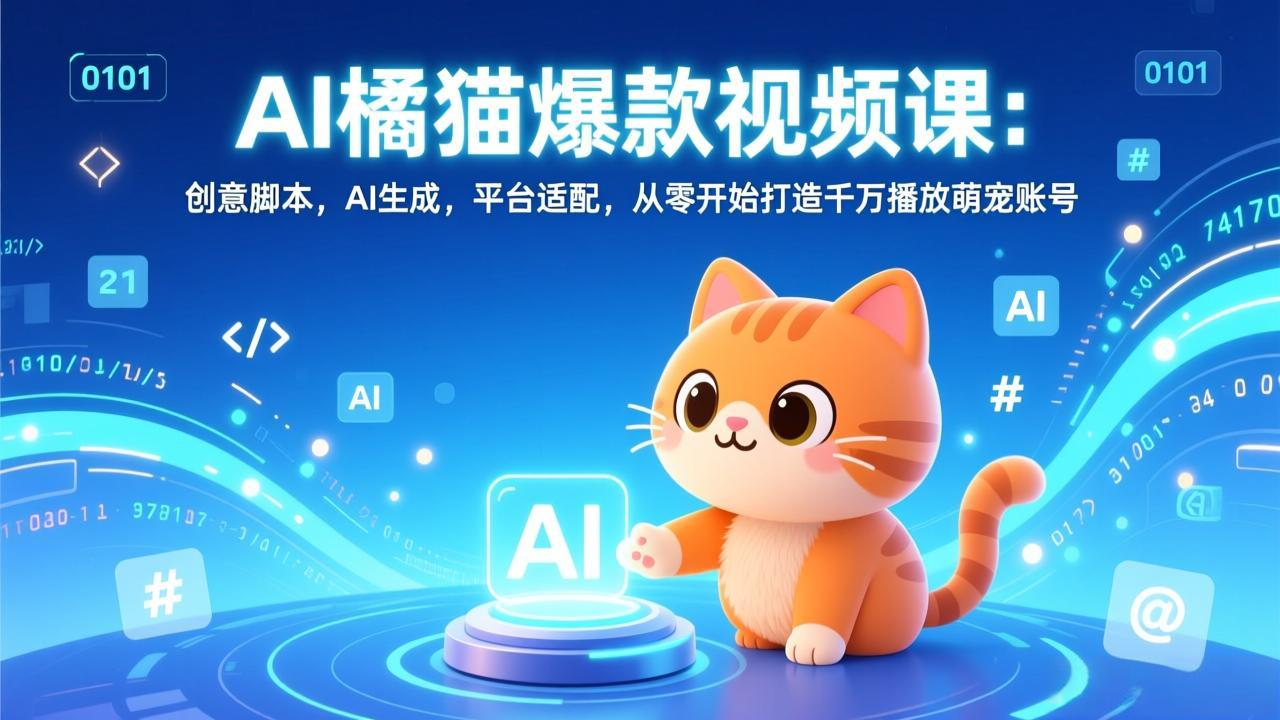AI橘猫爆款视频课：创意脚本，AI生成，平台适配，从零开始打造千万播放萌宠账号-禾谷轻创网