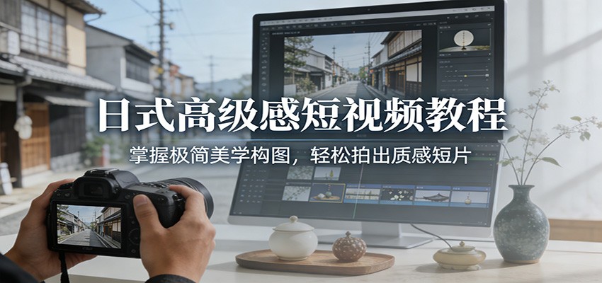 日式高级感短视频教程：掌握极简美学构图，轻松拍出质感短片-禾谷轻创网