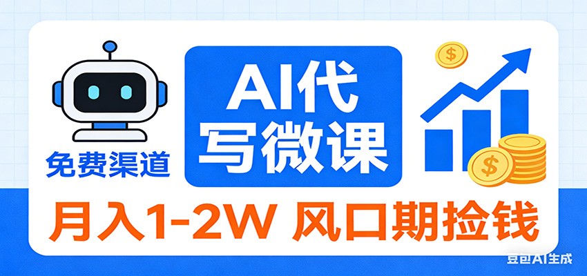 2026告别打工！AI 代写微课，提供免费渠道，月入 1-2W 风口期捡钱-禾谷轻创网