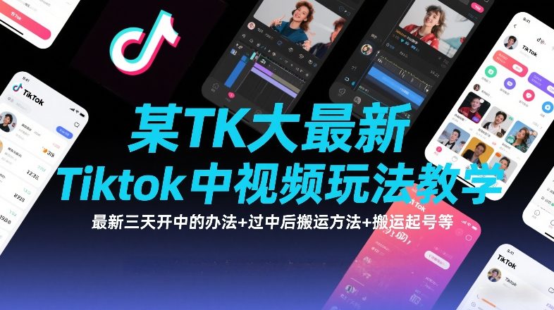 某TK大佬最新Tiktok中视频玩法教学，最新三天开中的办法+过中后搬运方法+搬运起号等-禾谷轻创网