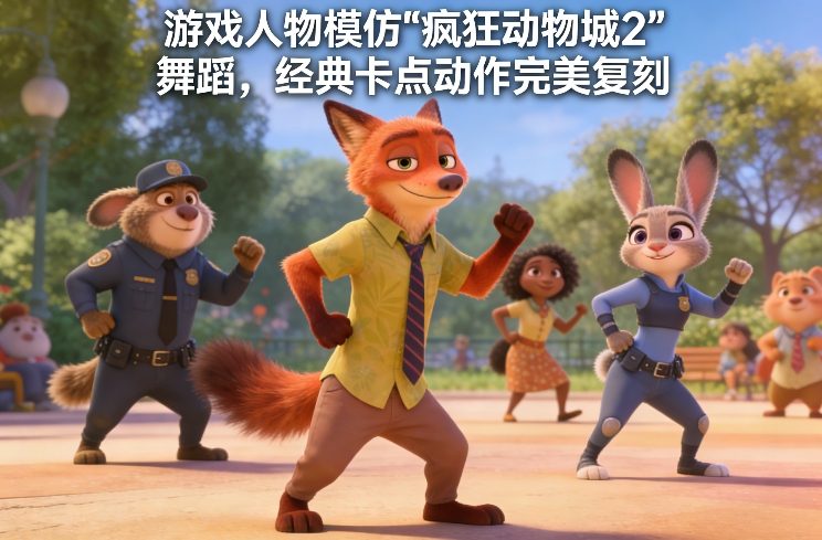 游戏人物模仿“疯狂动物城2”舞蹈，经典卡点动作完美复刻-禾谷轻创网