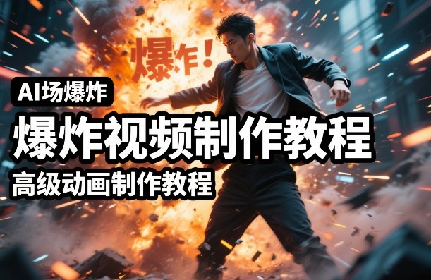 AI场景爆炸视频制作教程，利用人物实拍视频制作出高级的动画特效-禾谷轻创网