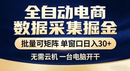 独家电商数据全自动采集项目，批量可矩阵，单窗口轻松日入3张+【揭秘】-禾谷轻创网