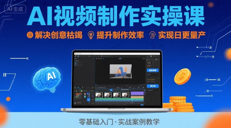 Ai视频制作实操课，解决创意枯竭、效率低下痛点，实现日更量产可持续变现(更新26年3月)-禾谷轻创网