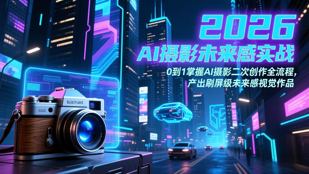 2026 AI摄影未来感实战：0到1掌握AI摄影二次创作全流程，产出刷屏级未来感视觉作品-禾谷轻创网