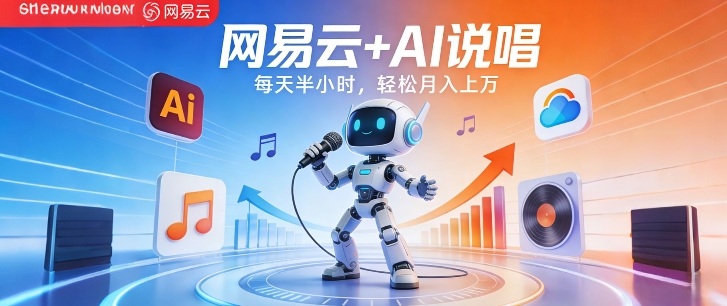 网易云+AI说唱，每天半小时，AI内容创作+流量变现，轻松月入1W-禾谷轻创网
