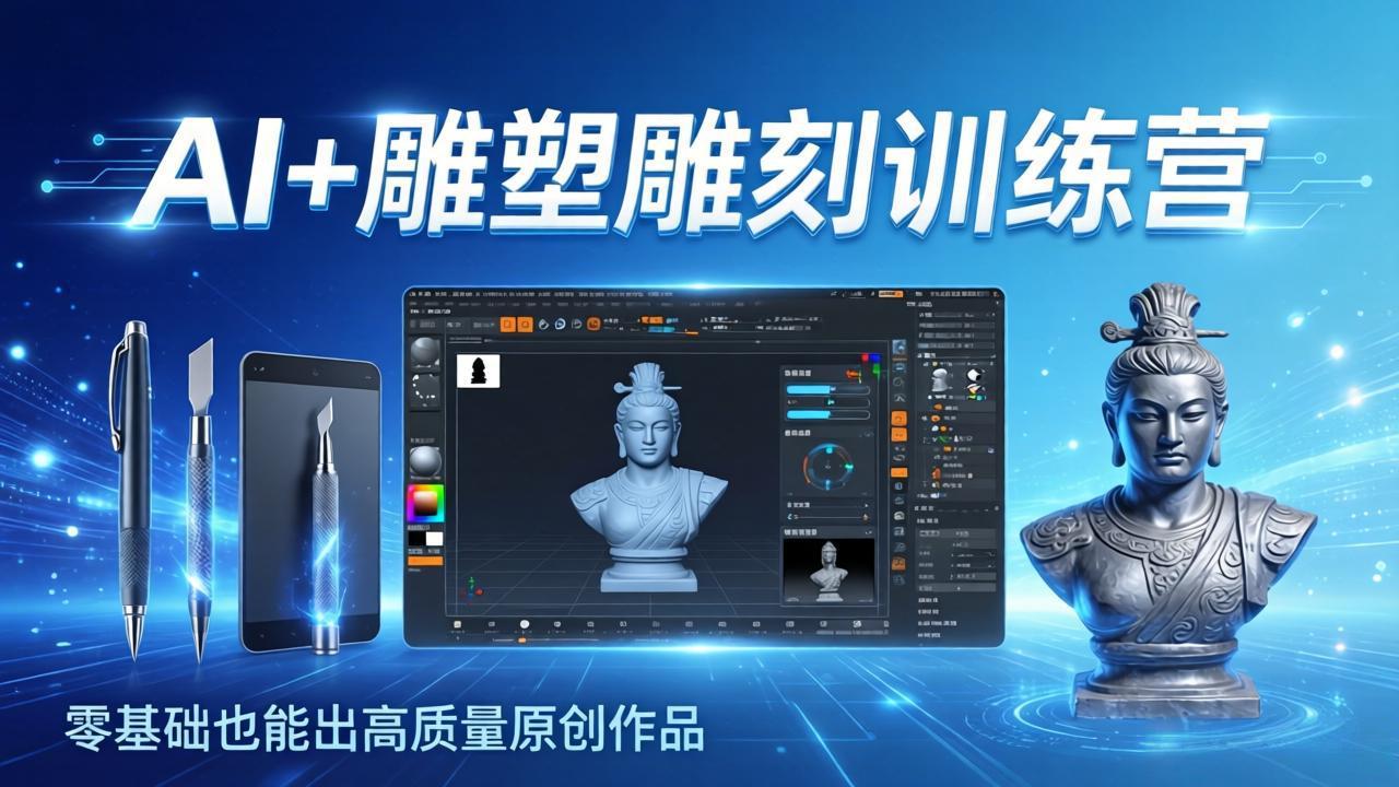 AI+雕塑雕刻训练营：从AI创作、大模型训练到3D雕刻 + 渲染，零基础也能出高质量原创作品-禾谷轻创网