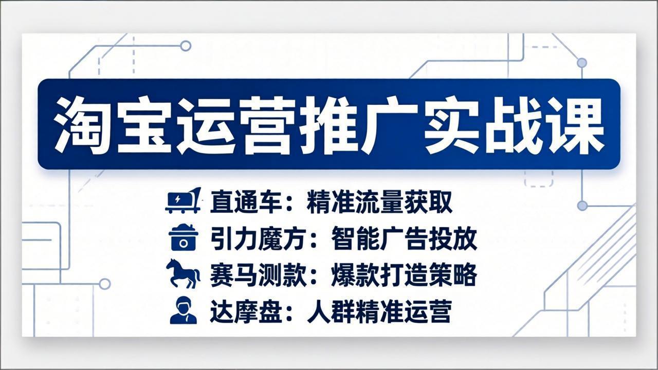 淘宝运营推广实战课，直通车+引力魔方+赛马测款+达摩盘人群推广等(更新26年3月-禾谷轻创网