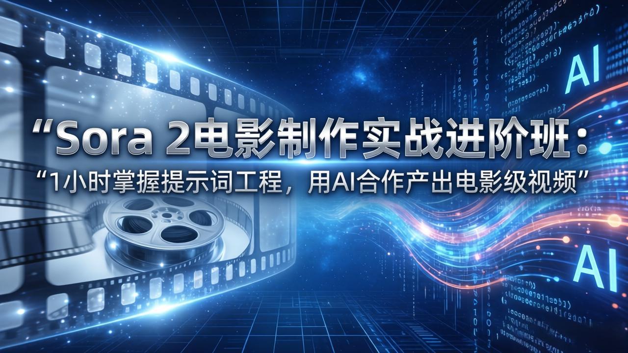 Sora 2电影制作实战进阶班：1小时掌握提示词工程，用AI合作产出电影级视频-禾谷轻创网