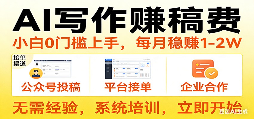 用AI写作赚稿费，提供接单渠道，每月稳赚1-2W，小白0门槛上手！-禾谷轻创网