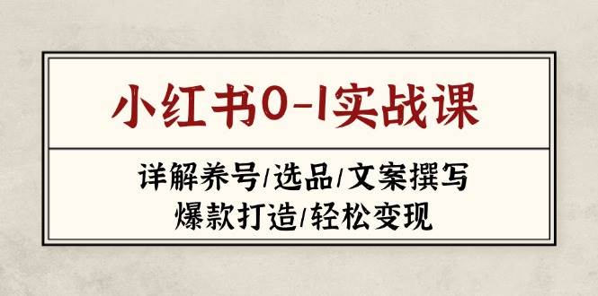 小红书0-1实战课(2023-2025)，详解养号/选品/文案撰写/爆款打造/轻松变现-禾谷轻创网