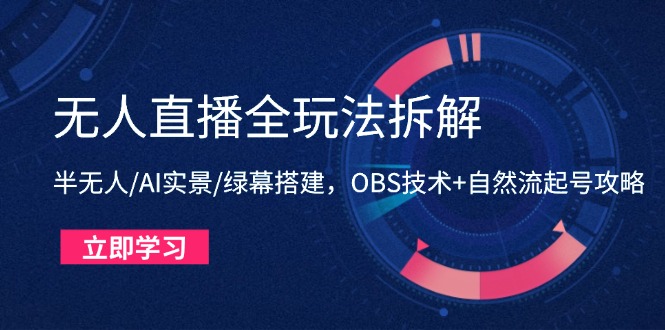 无人直播全玩法拆解：半无人/AI实景/绿幕搭建，OBS技术+自然流起号攻略-禾谷轻创网