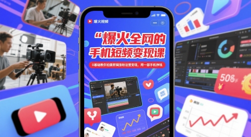 爆火全网的手机短视频变现课，0基础教你拍摄剪辑涨粉运营变现，用一部手机挣钱-禾谷轻创网