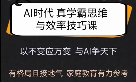 Ai时代真学霸思维与学习方法课，有格局且接地气，家庭教育有力参考-禾谷轻创网