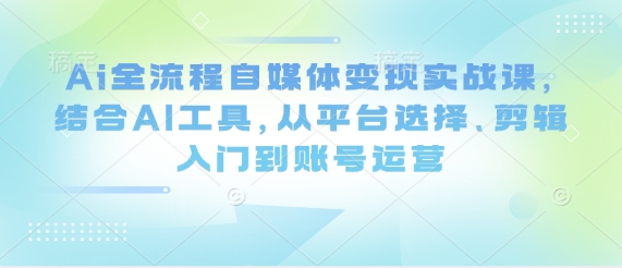 Ai全流程自媒体变现实战课，结合AI工具，从平台选择、剪辑入门到账号运营-禾谷轻创网