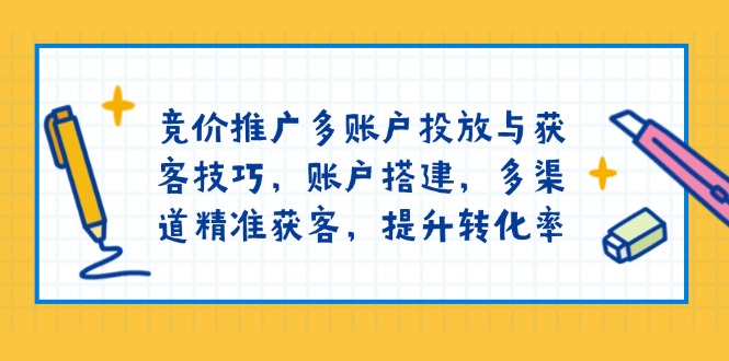 竞价推广多账户投放与获客技巧，账户搭建，多渠道精准获客，提升转化率-禾谷轻创网